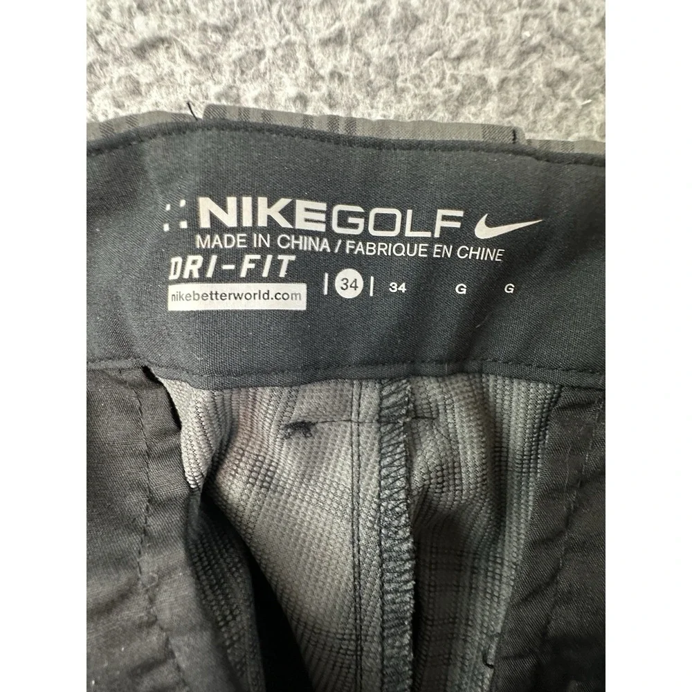 Nike Golf Dri Fit Shorts Mens 34 Gray Black Plaid 12